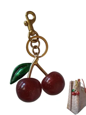 Red Cherry Bag Charm Resin Keychain thumbnail 2