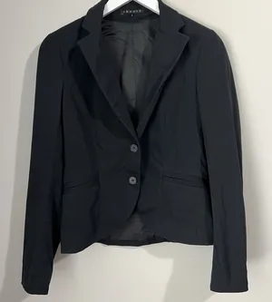 Theory Blazer Women's 6 Black Cotton Single Breasted Peak Lapel Classic Career‎ thumbnail 1