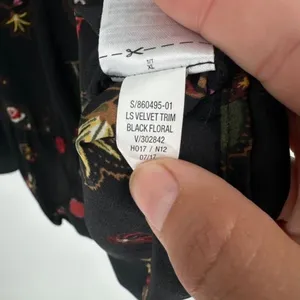 Old Navy Womens Floral Long Sleeve Velvet Trim Peasant Swing Dress Black Size XL thumbnail 5
