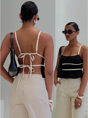 New/Unworn Princess Polly Black/Cream Top Size US 6 thumbnail 2