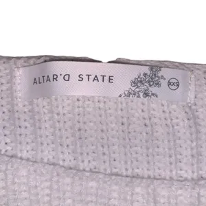 Altar'd State Granny Square Crochet Sleeve Boho Sweater XXS White‎ Blue thumbnail 7