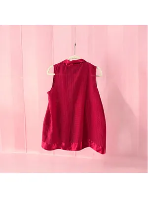 Victoria's Secret Red Sleeveless Button Down Shirt Medium thumbnail 2