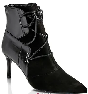 Nine West VTG Y2K Black suede/leather pointed toe with lace Ankle boots 7M thumbnail 3