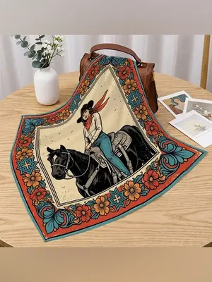 NWT Western Cowgirl Wild Rag Scarf Horse Floral Bandana 28” Square thumbnail 4