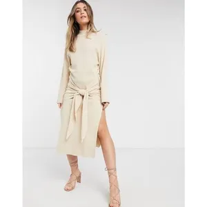 SNDYS tied up mock neck knit tunic dress in sand thumbnail 13