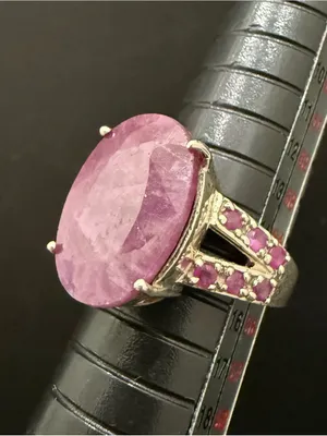 925 Silver Natural Ruby Gemstone Cocktail Ring Size 7.5 Pink thumbnail 9