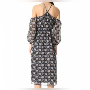 Club Monaco Tansa Dress in Deep Sapphire Blue Floral Metallic‎ Pattern Sz 2 thumbnail 3
