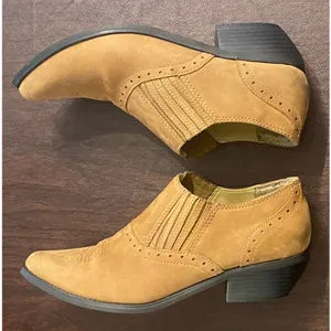 Dingo Cowgirl Western Ankle Booties Tan Leather Cowboy Boots 7.5 Country‎ Boho thumbnail 7