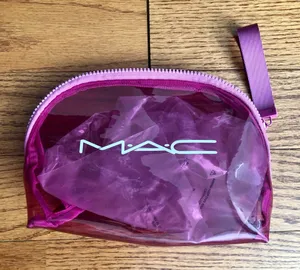 MAC Cosmetics Makeup Clear Polyurethane Pink Makeup Bag Pouch NWOT thumbnail 1