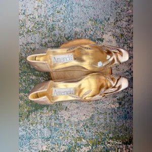 Vintage 90s Amanda clear gold floral formal bridal shoes, size 8 thumbnail 5