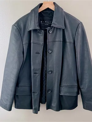 90s Vintage Women’s Black Leather Coat Medium Winlit New York thumbnail 1