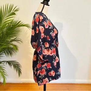 🌺 MILEY + MOLLY Navy Floral Kimono Tie-Front Cardigan – Medium thumbnail 2