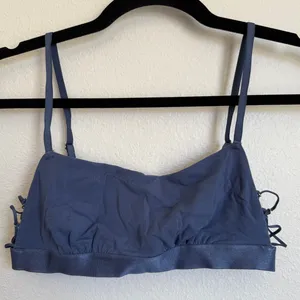 NWT AERIE Square Neck‎ Strappy Lace Up Unlined Adjustable Bra in Slate Blue thumbnail 1