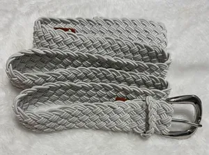 Ralph Lauren White Braided Cord Belt Silver Buckle Trim Size 44 inches thumbnail 1