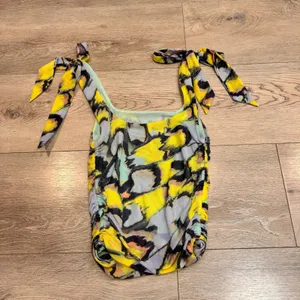 Free People Avenue Tank Butterfly‎ Print Ruched Mesh Tie Strap Top XSmall XS thumbnail 2