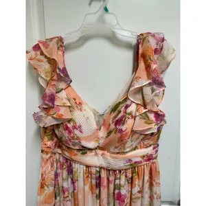 Birdy Grey Michelle Chiffon Floral Bridesmaid Dress 1X Coral Peonies NWT NEW thumbnail 7