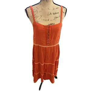 Lapis Orange Tiered Bohemian Sun Dress Size XL thumbnail 2