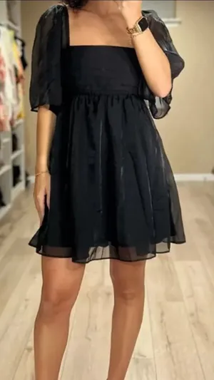 Abercrombie & Fitch Black Short Ruffle Dress thumbnail 1