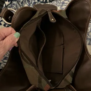 Strada Brown Canvas Shoulder Bag W/ Faux Leather Accents thumbnail 5
