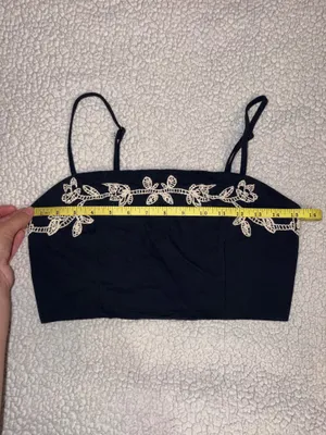 Lulu’s Embroidered Navy Crop Tank thumbnail 7