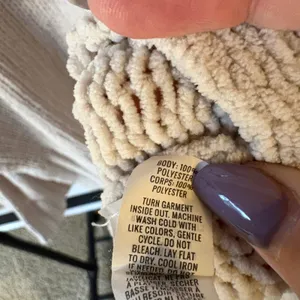 Aerie Crochet Chenille Cream Knit Hoodie Sweater Soft Cozy Oversized Boho Medium thumbnail 12