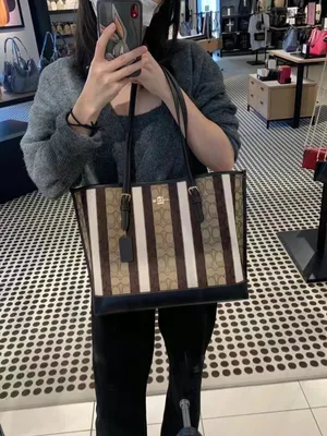 NWT Coach Mollie Tote In Signature Jacquard With Stripes C4088 thumbnail 6