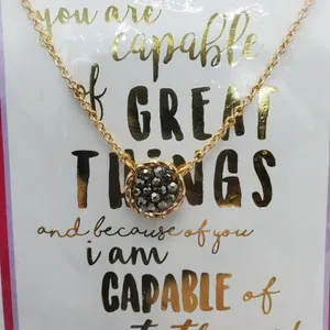 NWT Gold & Gray Colored Necklace Gold thumbnail 2