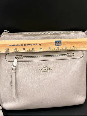 COACH F34823 Chalk Light Gray Pebbled Leather Mae File Crossbody Bag thumbnail 9