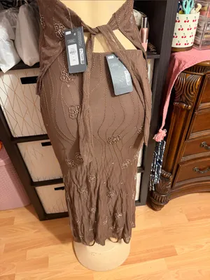 Primark Rita Ora Taupe Beaded Halter Top and Skirt Set thumbnail 5