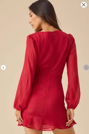 Altar’d State Trina Burgundy Shimmer Wrap Dress Size Small thumbnail 7