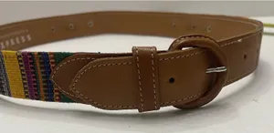 Express Multicolor Woven Concho Size Large 32 inch Leather Belt Colorful Western thumbnail 1