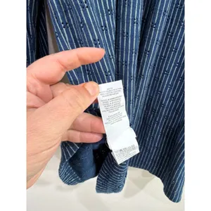 Lucky Brand Indigo Blue Striped Eyelet Crochet Lace Sleeve‎ Peasant Top 1X thumbnail 5