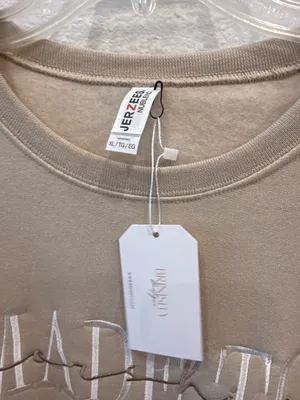 Jerzees Nublend “Made to Worship” Beige Crewneck Sweatshirt XL NWT thumbnail 4