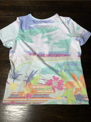 Christopher & Banks Tropical Beach Floral Mosaic Short-Sleeve Round Neck Tee L thumbnail 3