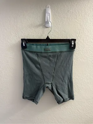 SKIMS Cotton Ribbed High-Waist Boxer Short Size XS Slate Teal Loungewear Travel thumbnail 2