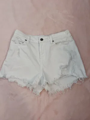 Aerie White Denim Shorts thumbnail 2