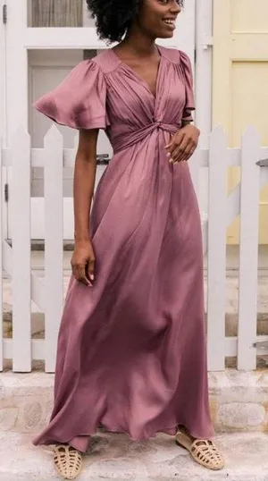 Gal Meets Glad Genevieve Empire Waist Mauve Womens Size 6 thumbnail 1