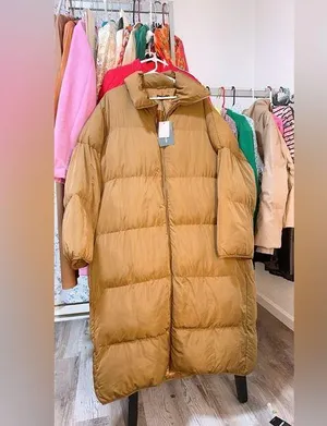 PrettyLitttleThing Chocolate soft nylon oversized padded MAXI COAT thumbnail 1