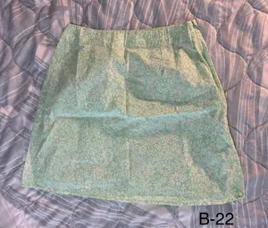 Billabong XS Mint Green White Floral Cotton Mini Skirt Side Zip Beach Boho thumbnail 1