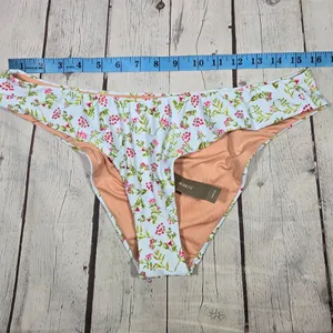 J Crew High Leg Cheeky Bikini Bottoms Floral Print Light‎ Blue Pink Size L thumbnail 8