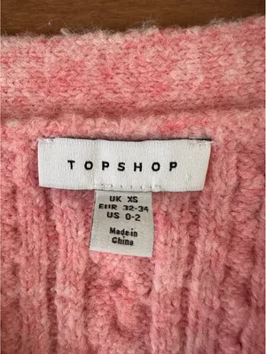 Topshop Wool Blend Cable Knit Crop Button Front Cardigan Pink Women’s XS thumbnail 7