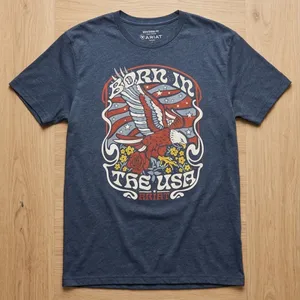 Ariat Woman’s Boyfriend Soft Heathered Blue Born in the USA Eagle Graphic Tee thumbnail 5
