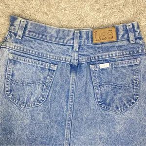 Vintage Lee Retro Light Stone Wash Knee-Length Denim Skirt thumbnail 2