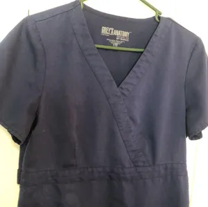 Greys Anatomy By Barco Cute Scrub Top Women’s Size Medium Navy Blue Color thumbnail 4