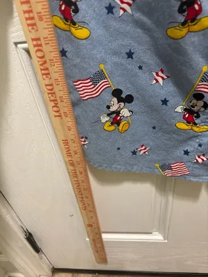Sassy Scrubs Medium Blue Mickey Mouse Flag Stars Patriotic Scrub Top thumbnail 5