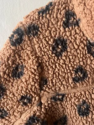 Abercrombie & Fitch Brown Leopard Sherpa Half Zip Sweater Size Medium thumbnail 2