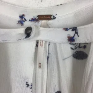 Free People Snap Out of It White Floral Swing Mini Dress Tunic Medium Boho thumbnail 6