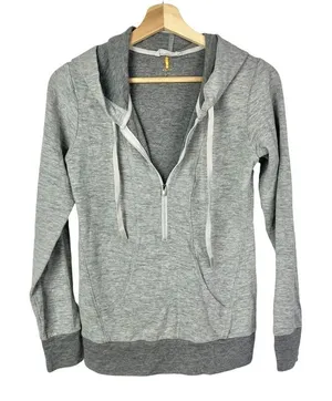 Lucy Light Gray Half Zip Pullover Hooded Sweatshirt‎ XS thumbnail 1