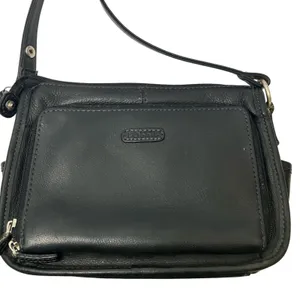 Vintage Fossil Black Leather Shoulder Bag thumbnail 2