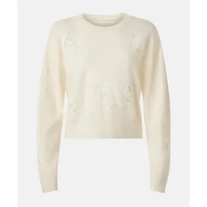 LoveShackFancy White Lace Crewneck Sweater XS Cashmere Romantic Designer $400 thumbnail 4